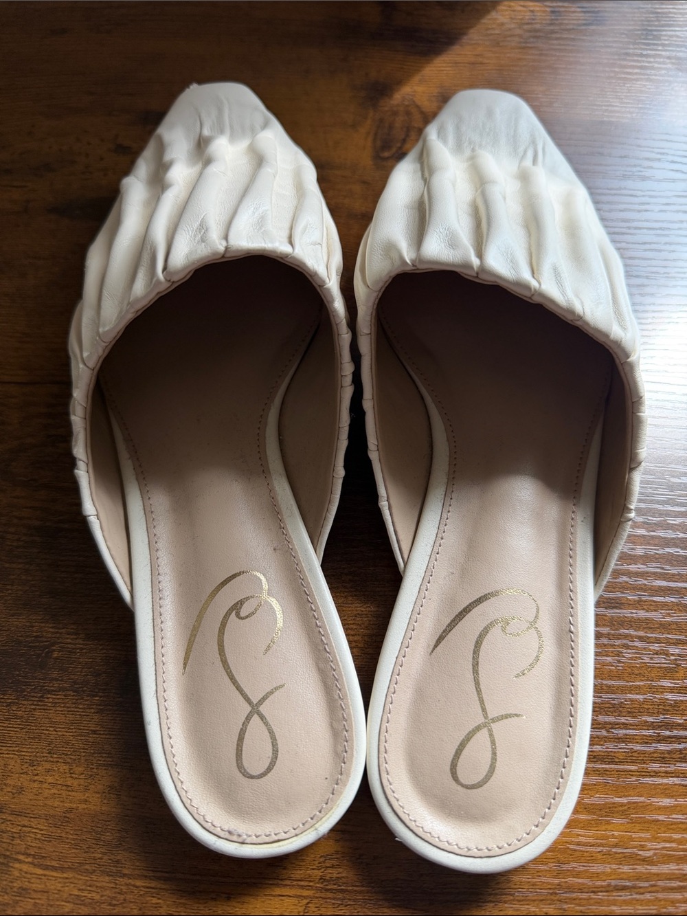 Sam Edelman Cream Ruched Slide Mules - Picture 2 of 2